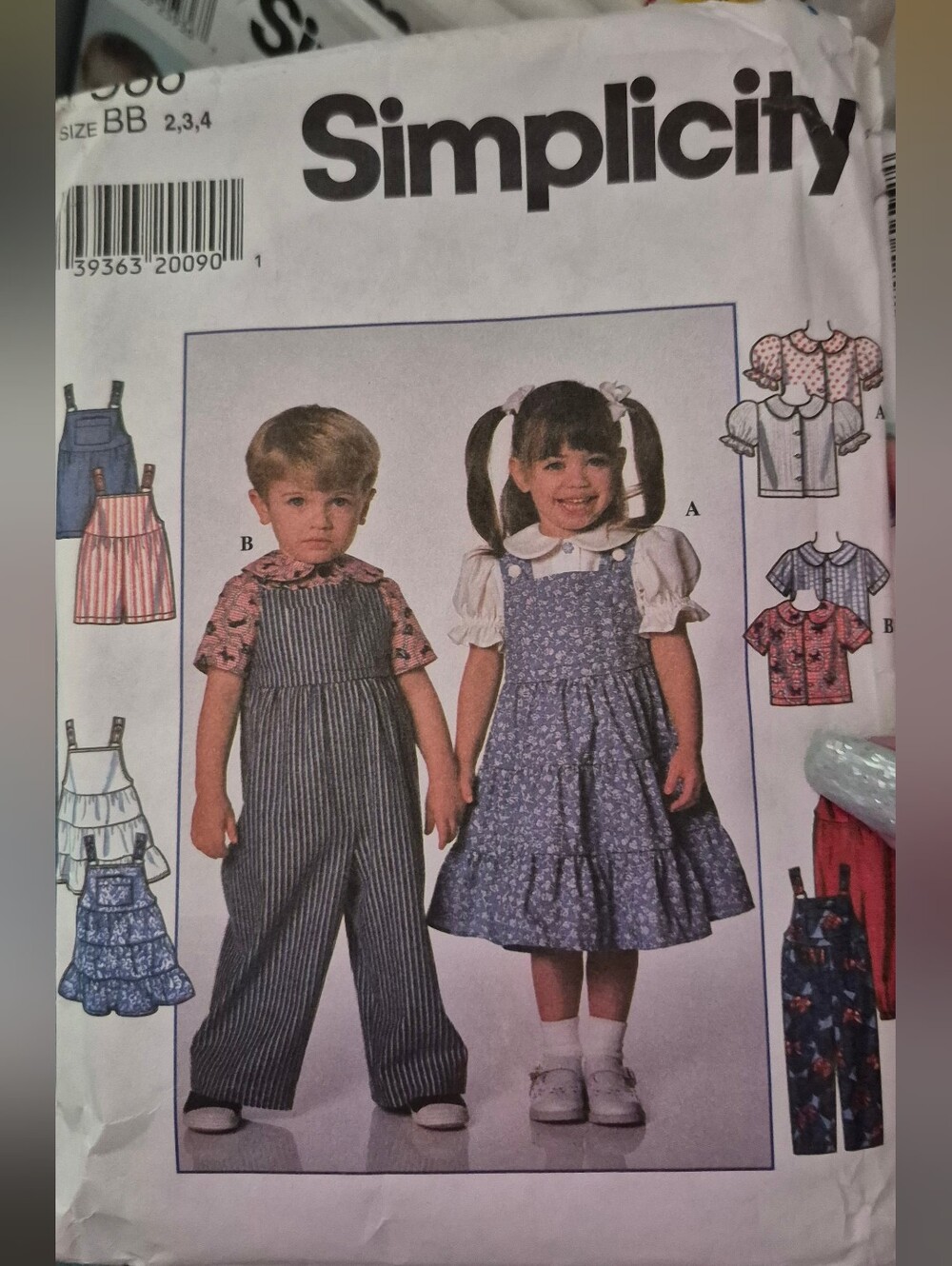 Simplicity 7566 UNCUT Pattern Sz AA Pinafore Dress Overalls Romper Jumper